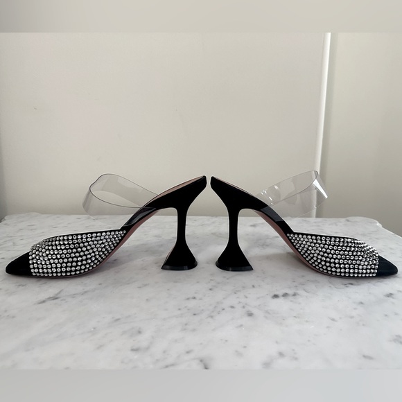 AMINA MUADDI Paloma Crystal Slipper Black Satin - Picture 8 of 16